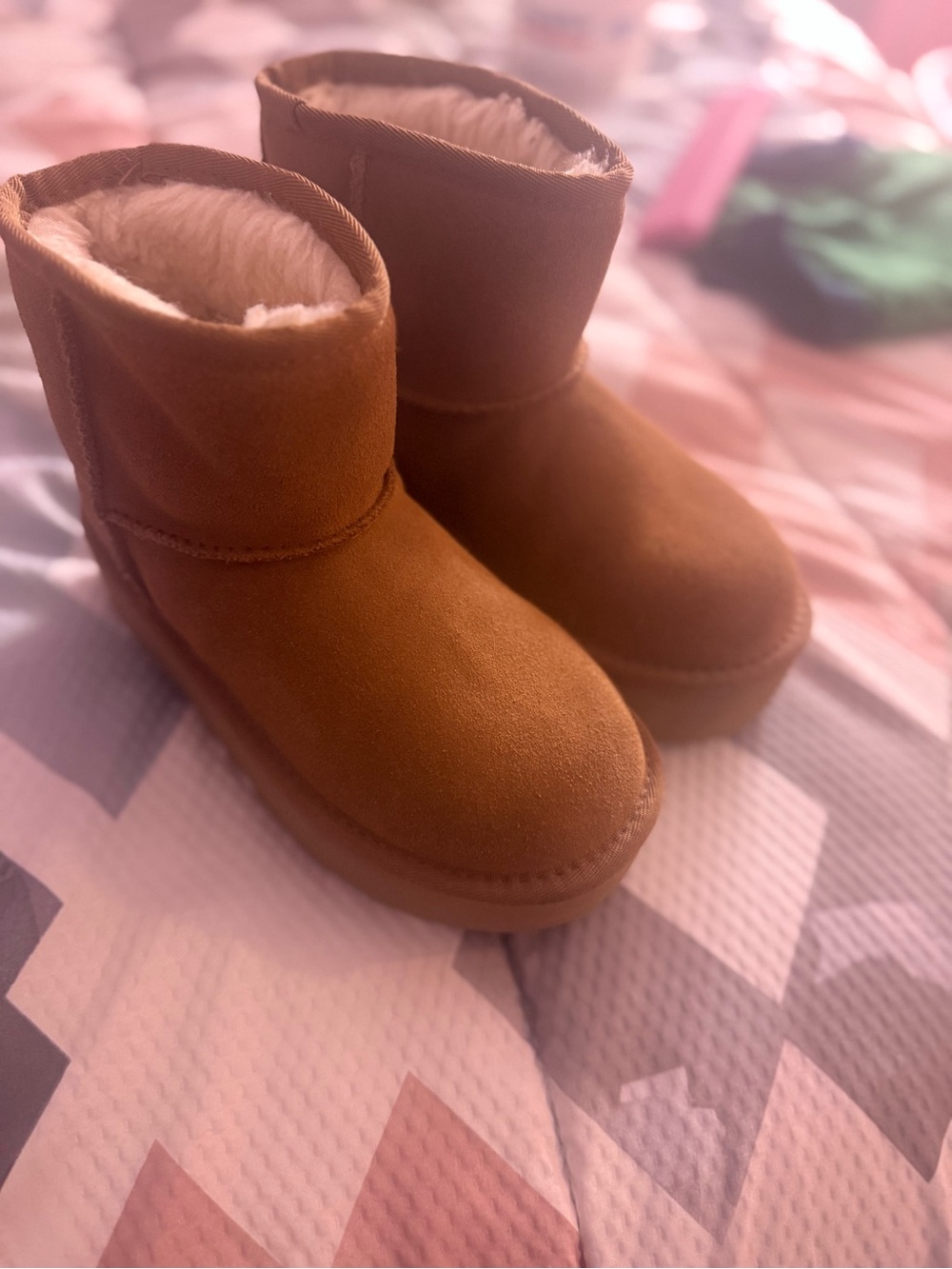 Cozy Chestnut Suede Shearling-Lined Boots